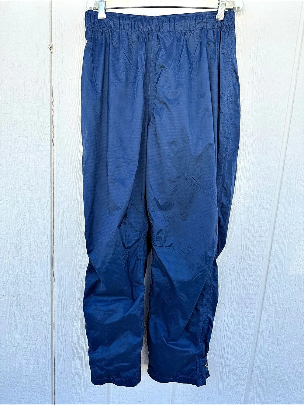 Columbia Womens Sz XL Packable Rain Pants Blue Waterproof Adjustable Ankle Cuffs